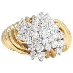Elegant Hammerman Brothers 1.40 Carat Diamonds Gold Cluster Cocktail Ring