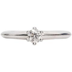 1990s Tiffany & Co. Diamond Platinum Solitaire Ring 7
