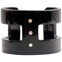 Black Horn Bracelet with Diamonds and Gold 1