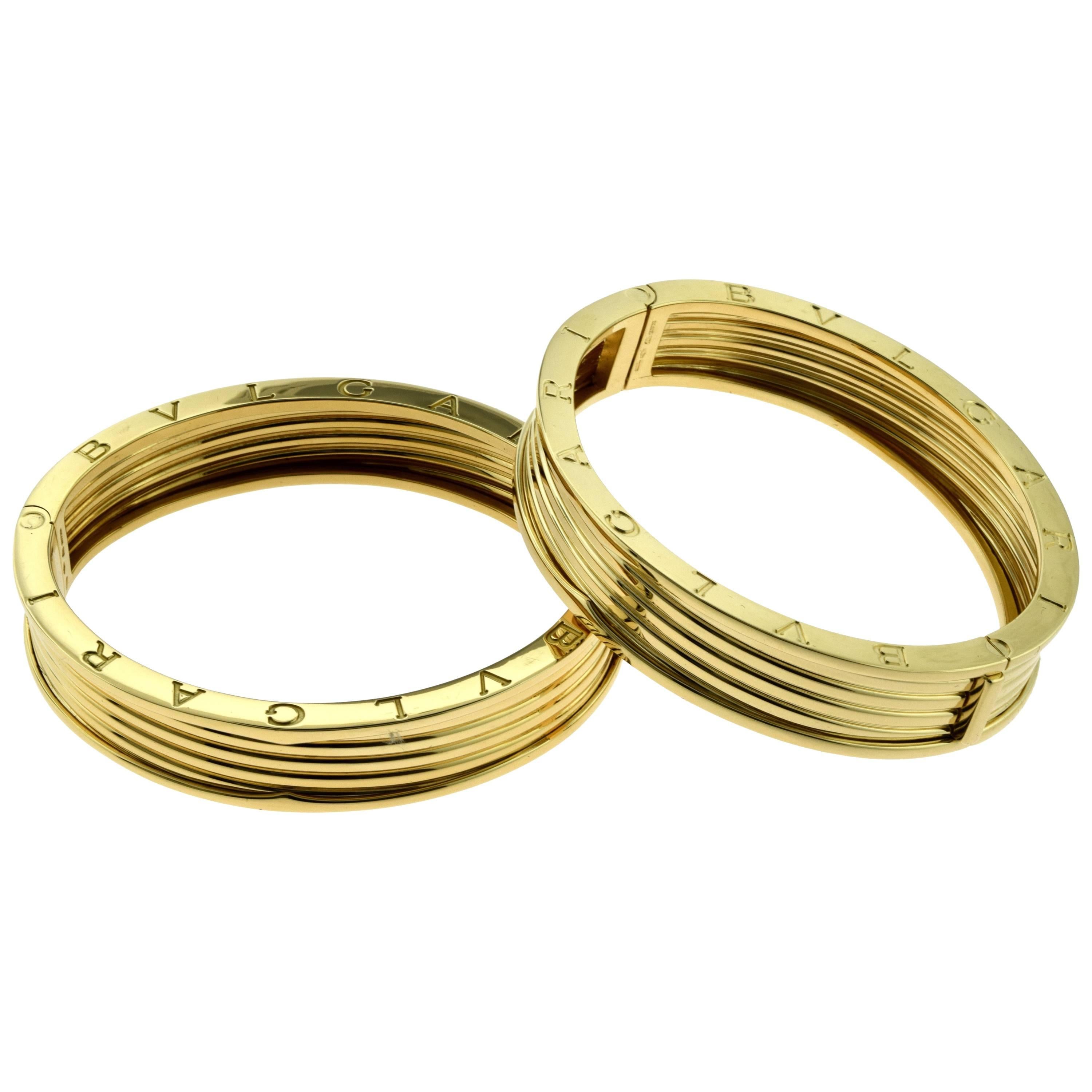 Bvlgari B.Zero1 Large Four-Band Wide Yellow Gold Two Bangle Set For Sale