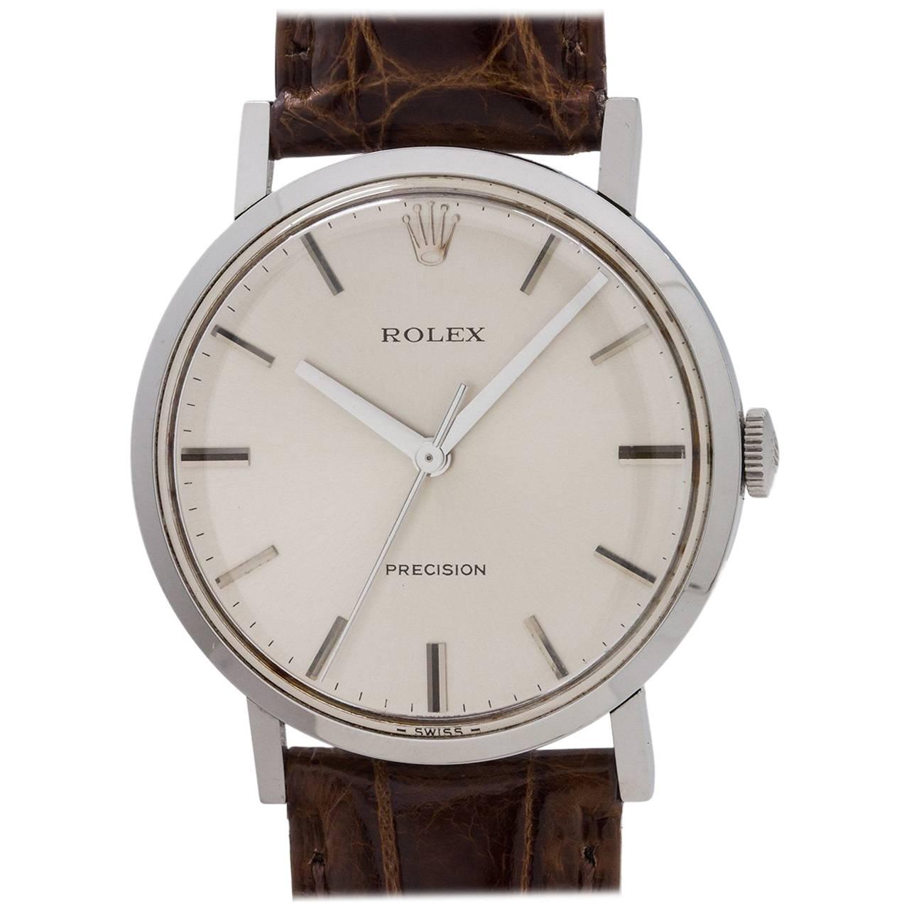 Rolex Stainless Steel Precision Dress Model Manual Wind Wristwatch, circa 1960s