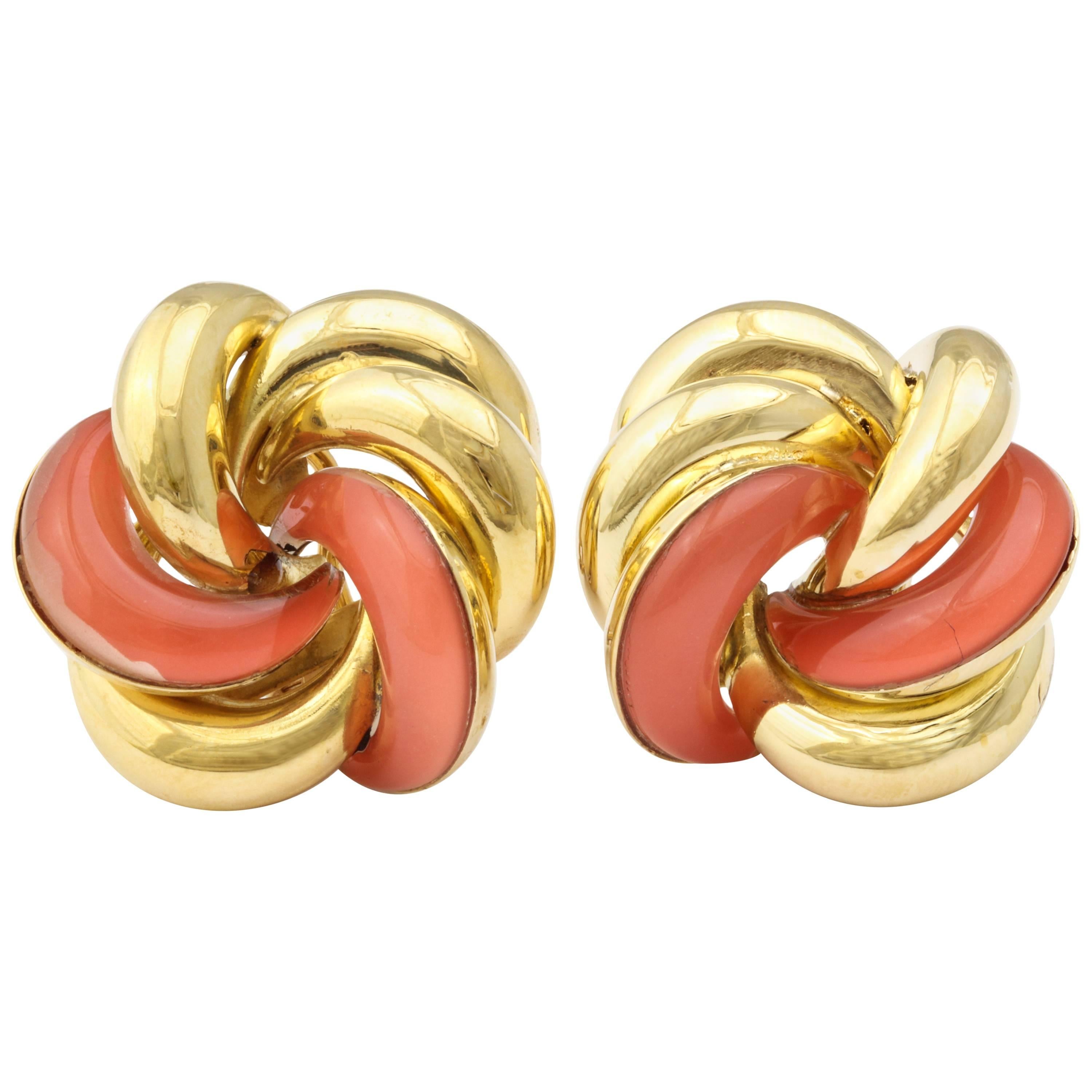 Faraone Mennella Roselline Coral Gold Earrings For Sale