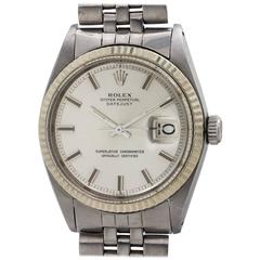 Rolex White Gold Stainless Steel Datejust Fat Boy Wristwatch Ref 1601