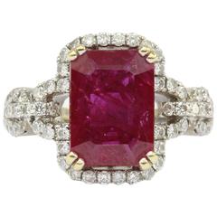 4.5 Carat GIA Ruby in White Gold with Diamond Setting Engagement Ring 7