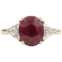 GIA Certified 2.75 Carat Burma Ruby Diamond Ring