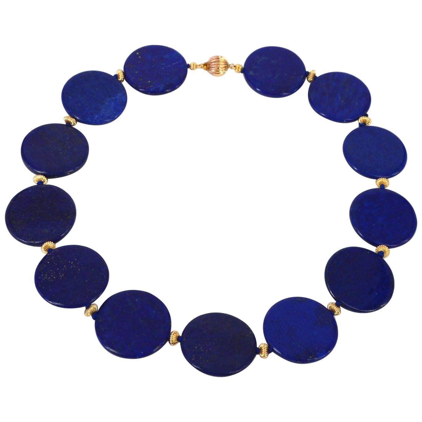 Natural Lapis Lazuli Disk Necklace