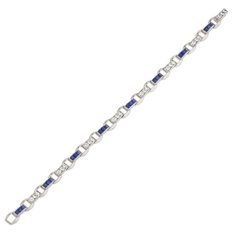 Oscar Heyman Diamond Sapphire Platinum Bracelet