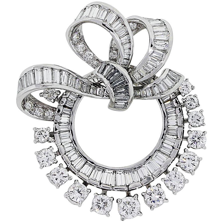 4.75 Carats Diamonds Platinum Pin Brooch