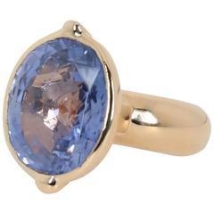 34 Carat Unheated Ceylon Sapphire Yellow Gold Fancy Cocktail Ring