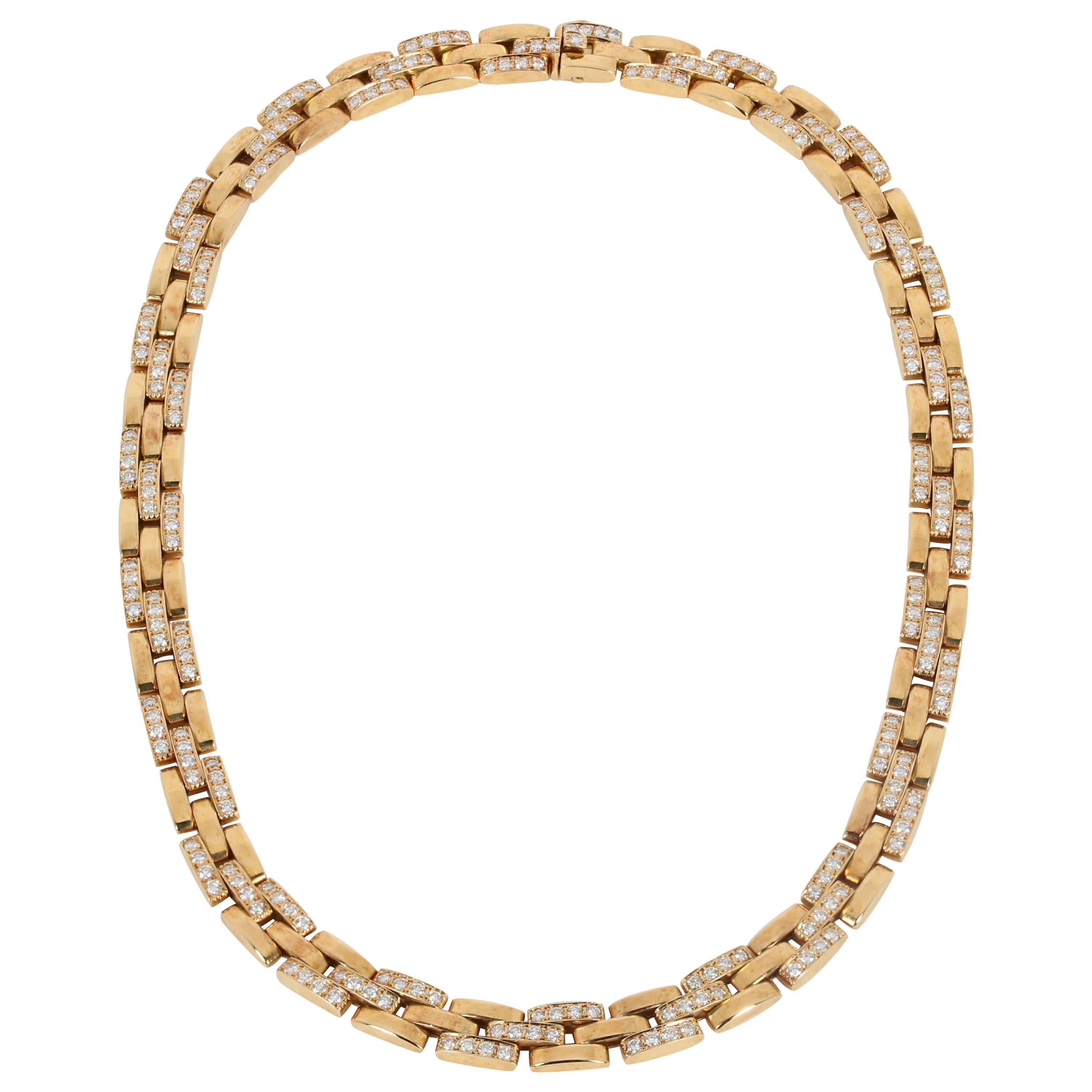 Cartier Maillon Panthère Diamond Yellow Gold Necklace For Sale