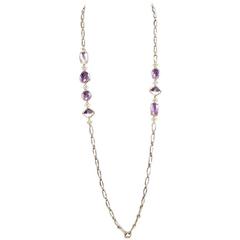 David Yurman Amethyst Diamond Yellow Gold Long Necklace