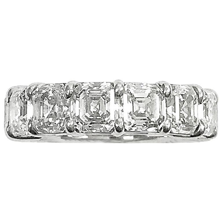 11.22 Carats Asscher Cut Diamonds GIA Platinum Eternity Band Wedding Ring