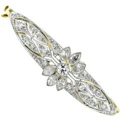 Yellow Gold Platinum Bar Pin Bangle Bracelet 12