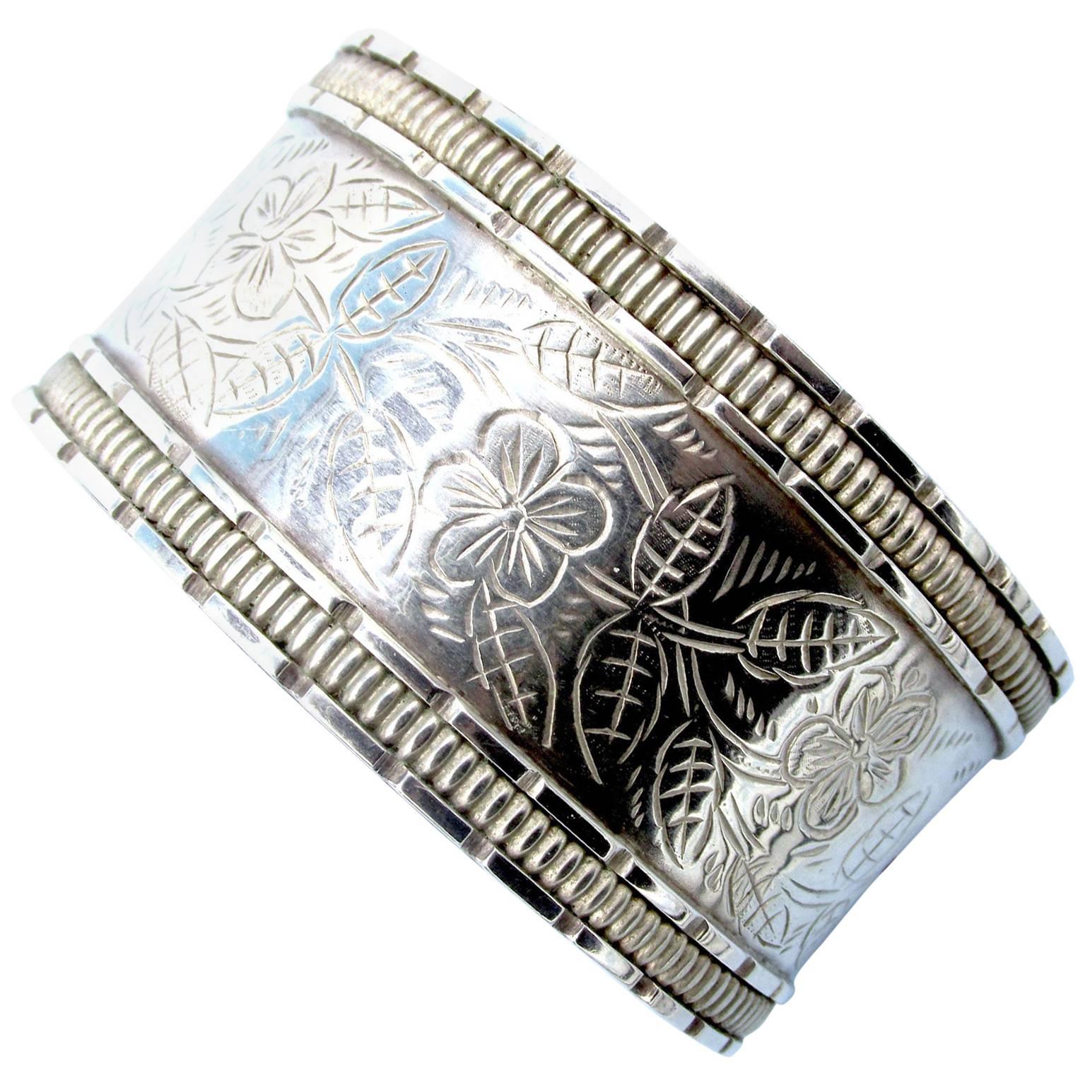 Antique Silver Bangle Bracelet