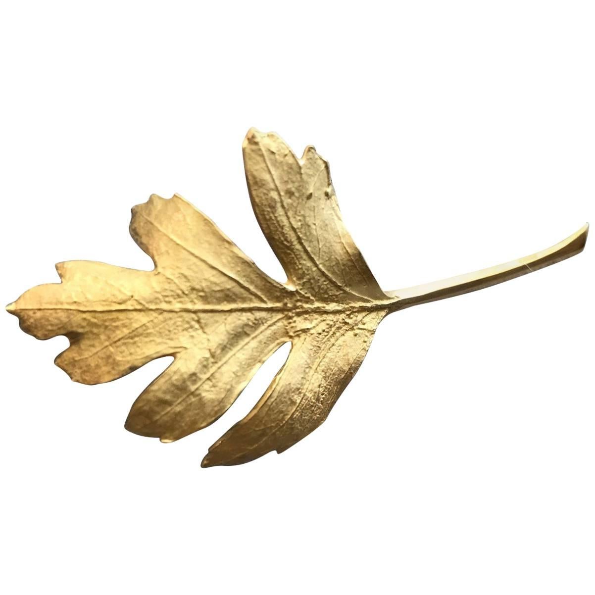 John Iversen Rare Gold Leaf Brooch For Sale