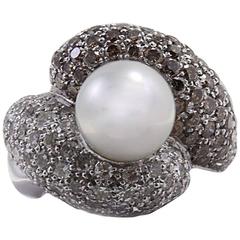 Brown and White Diamond Pearl Ring 10