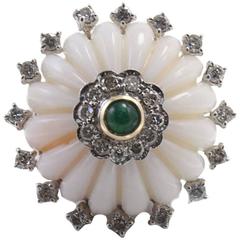 Coral Diamond Emerald Ring 8