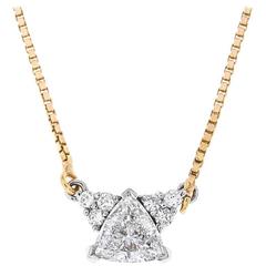 Yellow Gold 0.76 Carat Diamond Trillion Cut Necklace