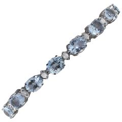 Gold Diamond Aquamarine Bracelet