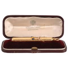 Russian Antique Jewelled Gold Retractable Pencil in Original Box