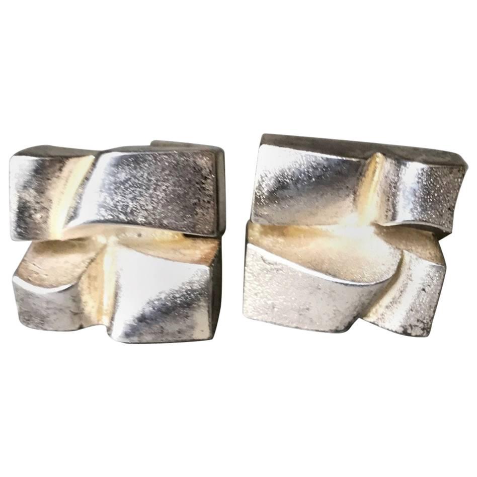 Lapponia Sterling Silver "Chunky" Cufflinks by Bjorn Wekstrom, circa 1974