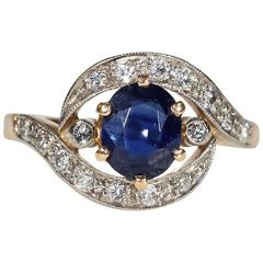 Edwardian Sapphire Diamond Bypass Ring