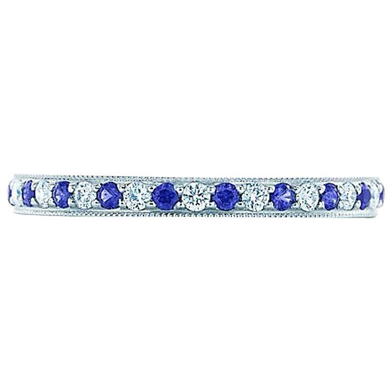 Tiffany 
Co. Sapphire Diamond Platinum Eternity Ring