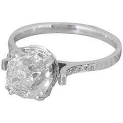 Vintage Art Deco 2.07 Carat Old Cut Diamond Platinum Engagement Ring