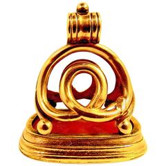 Antique Carnelian Gold Fob 2
