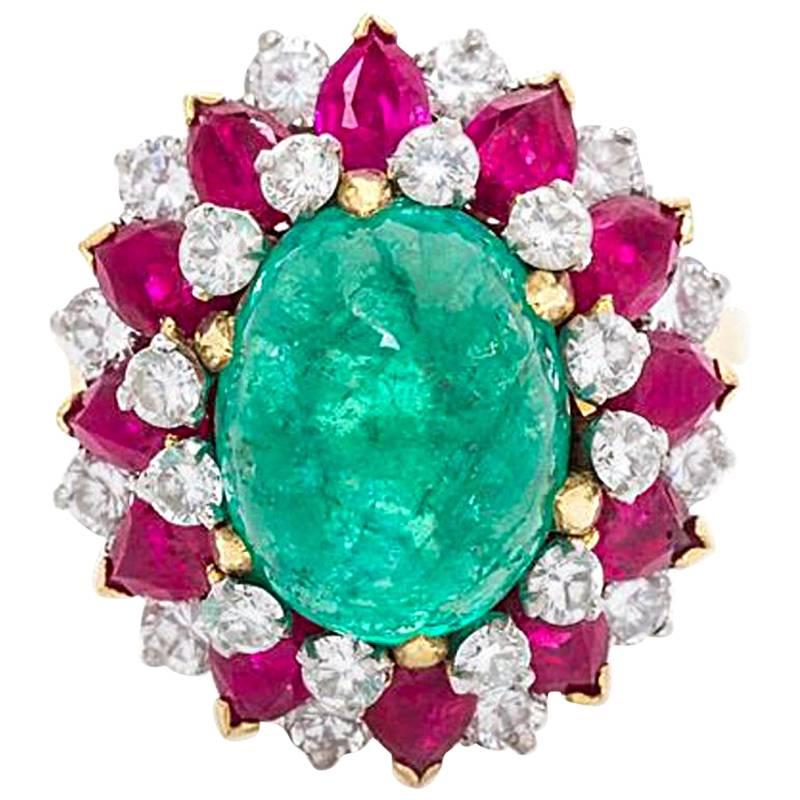 Bulgari Dolce Vita Emerald Ruby Diamond Ring