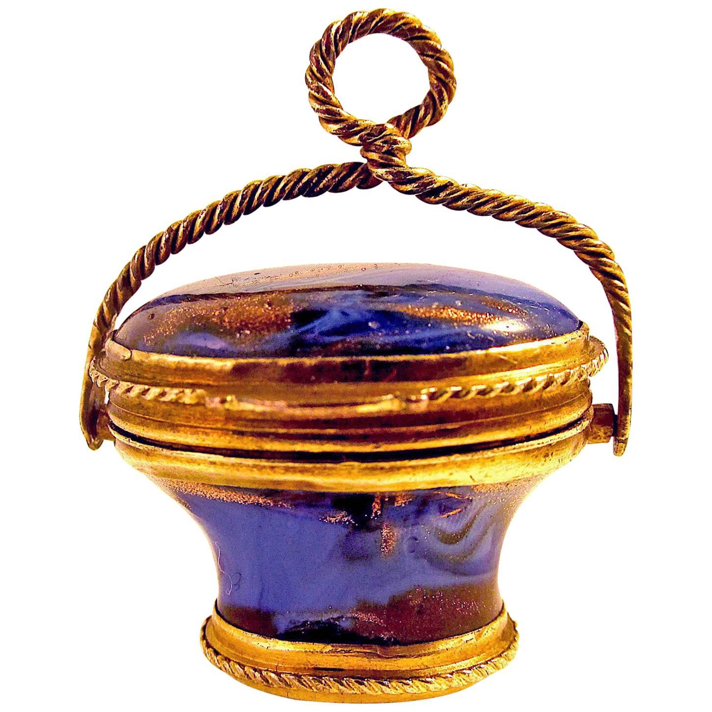 Antique Lapis Lazuli Basket Fob