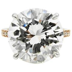GIA Certified 7.02 Carat Round Brilliant Cut Diamond Rose Gold Pave Ring 9