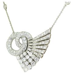 Art Deco 6.30 Carat Transitional Cut and Baguette Cut Diamond Pendant 7