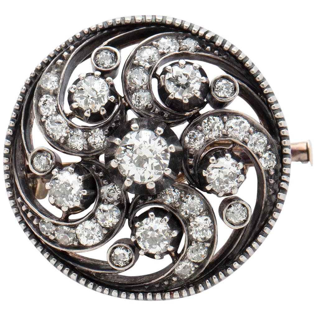 Antique Diamond Swirl Pin For Sale