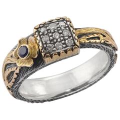 Gardner 18k Gold & Silver Diamond Blue Sapphire Ring 9