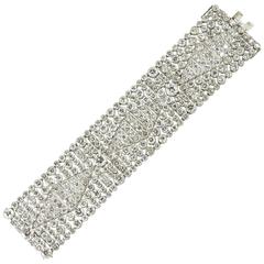 1920s Art Deco French Diamond Platinum Wide Bracelet 11