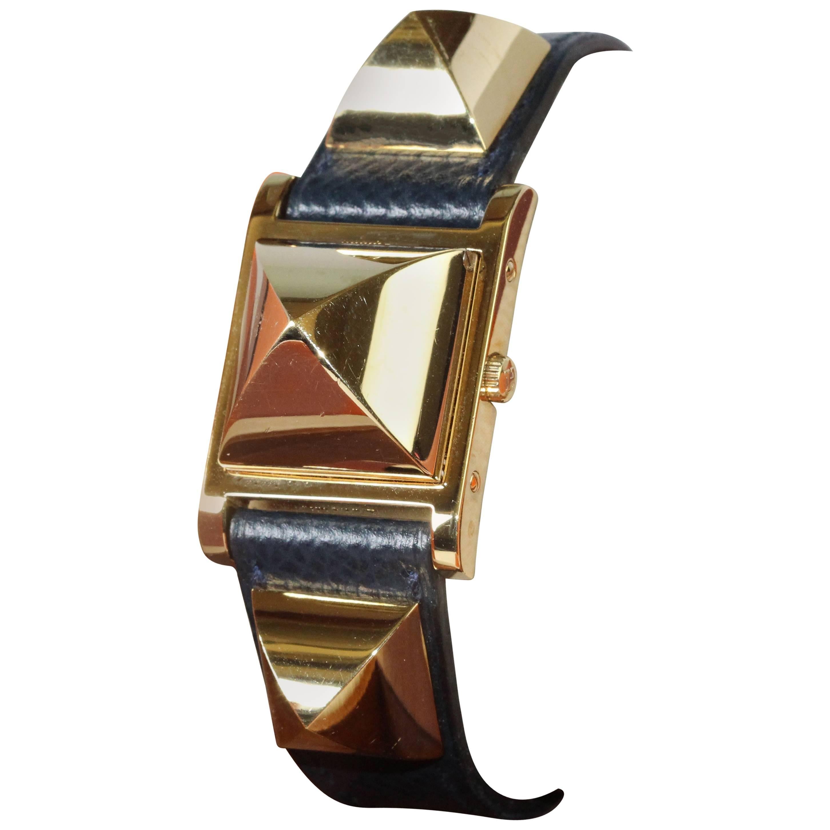 Hermes Gold-Plated Medor Quartz Wristwatch Ref ME1.201, circa 2007