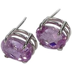 Sparkling Oval Kunzite Sterling Silver Stud Earrings 9