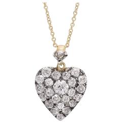 Victorian Old Mine Cut Diamond Heart Pendant