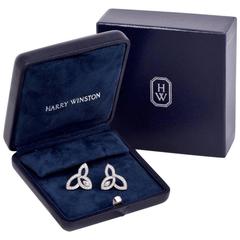 Harry Winston Lily Cluster Collection Diamond Platinum Stud Earrings