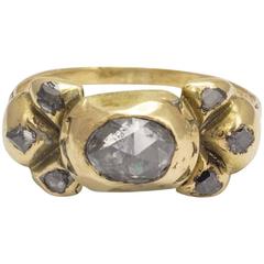 Antique 17th Century Portuguese Diamond Gold Bow Ring