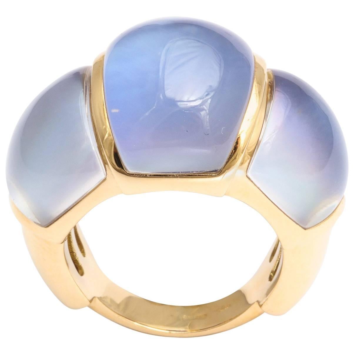  Lapis and Rock Crystal Gold Ring For Sale