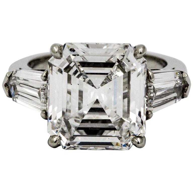 8.02 Carat Emerald Cut Diamond Platinum Engagement Ring at 1stDibs 6