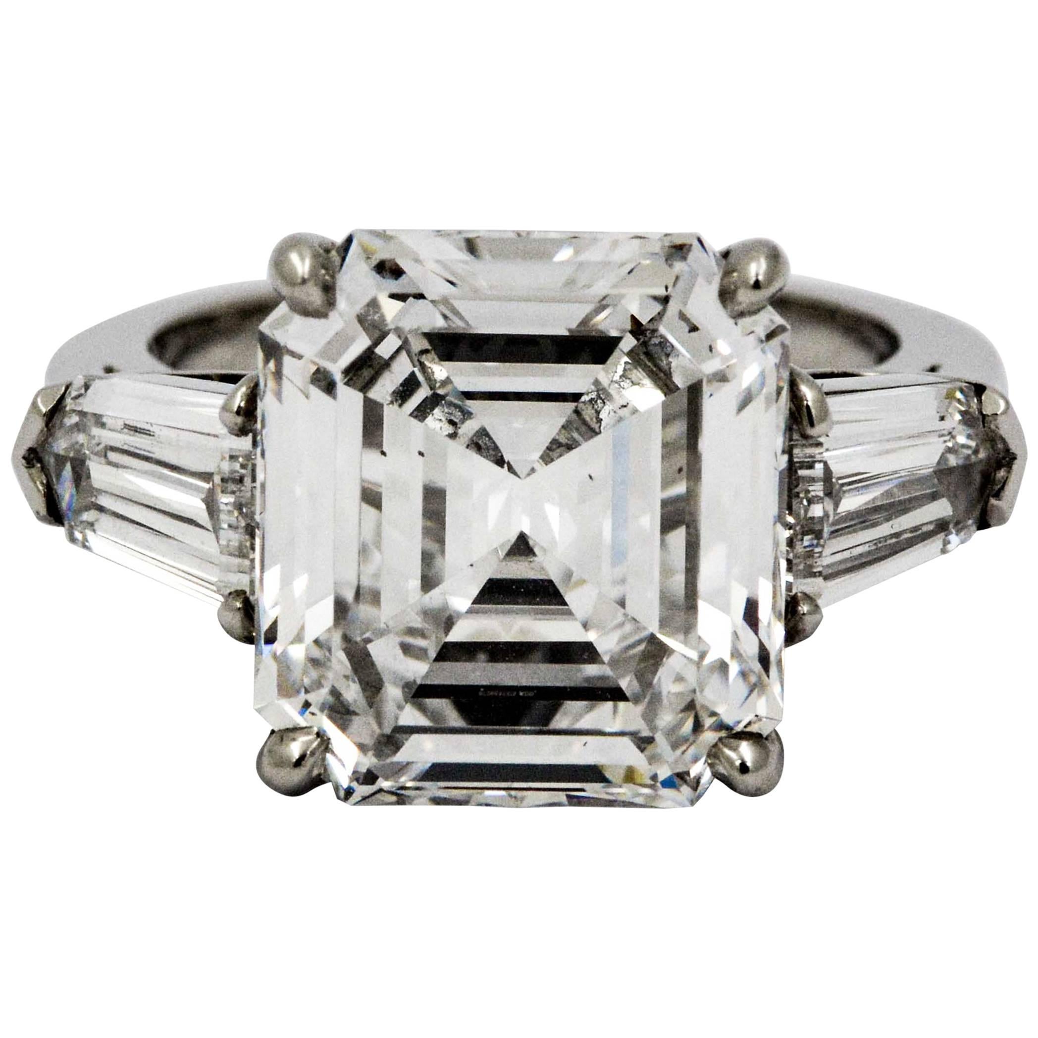 8.02 Carat Emerald Cut Diamond Platinum Engagement Ring
