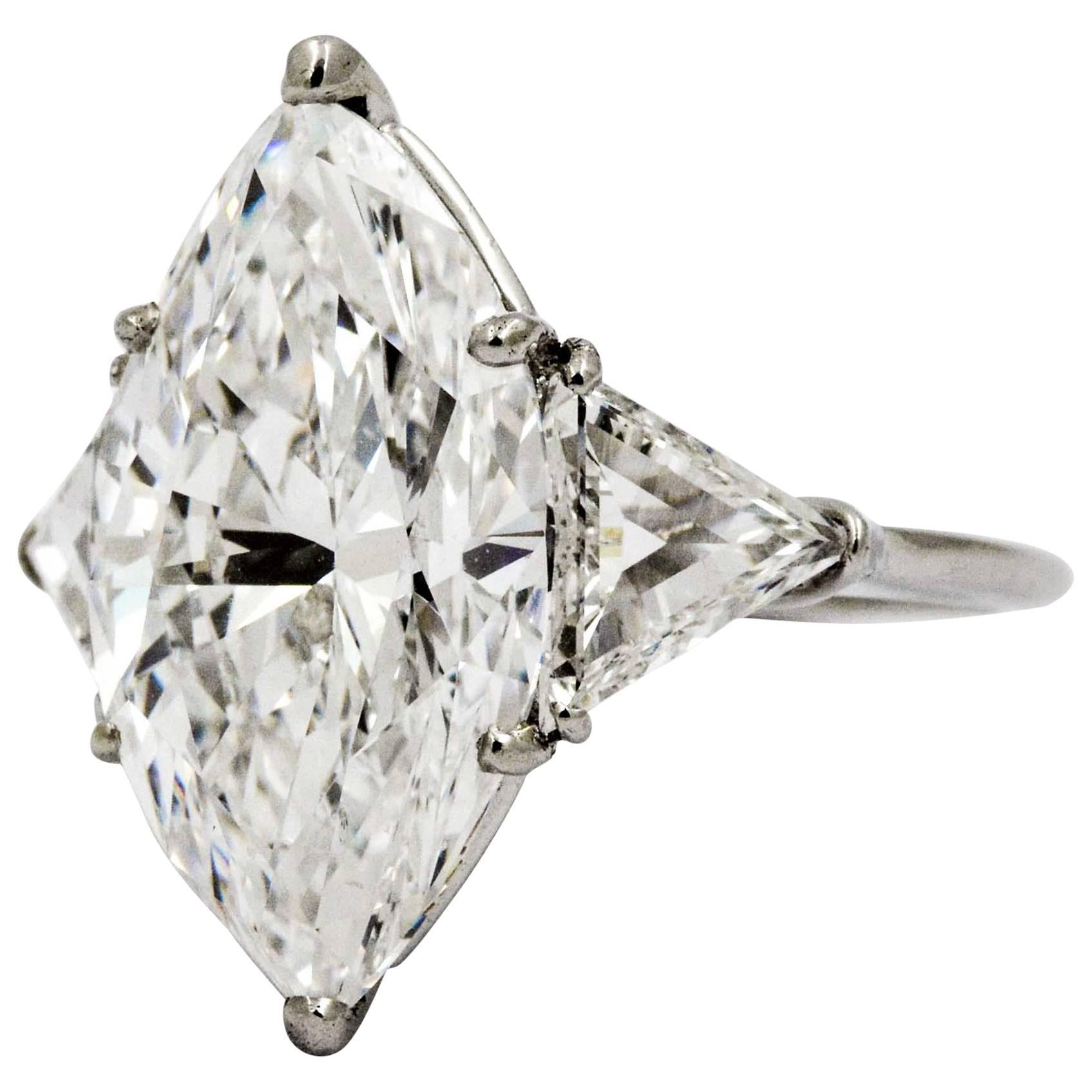 7.04 ct Marquise Diamond and Platinum Engagement Ring