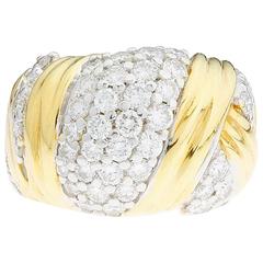 Stunning Jose Hess Designer Two Color Gold and 2.50 Carat Diamonds Ring
