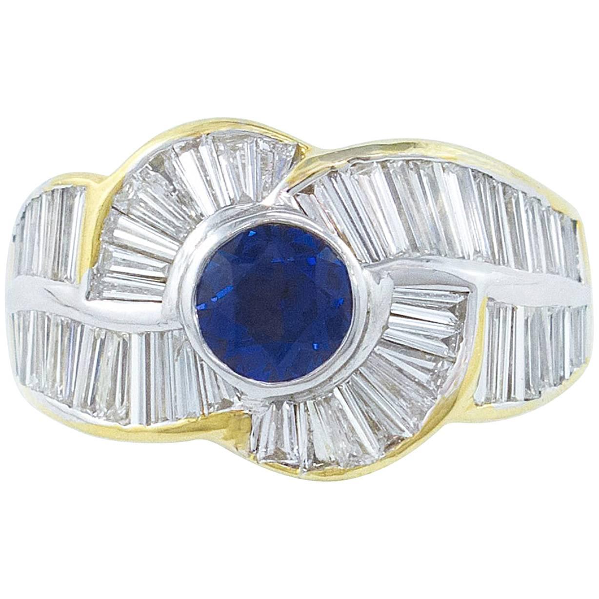 Striking 7.92 Carat Diamond Sapphire Ring For Sale