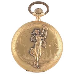 Antique 1890s Longuevue Chased Case Full Hunter Keyless Wind Pocket Watch