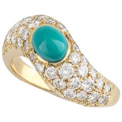 Boucheron Yellow Gold Turquoise Diamond Dress Ring 12