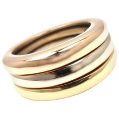 Cartier Stacking Three Band Tricolor Gold Ring
